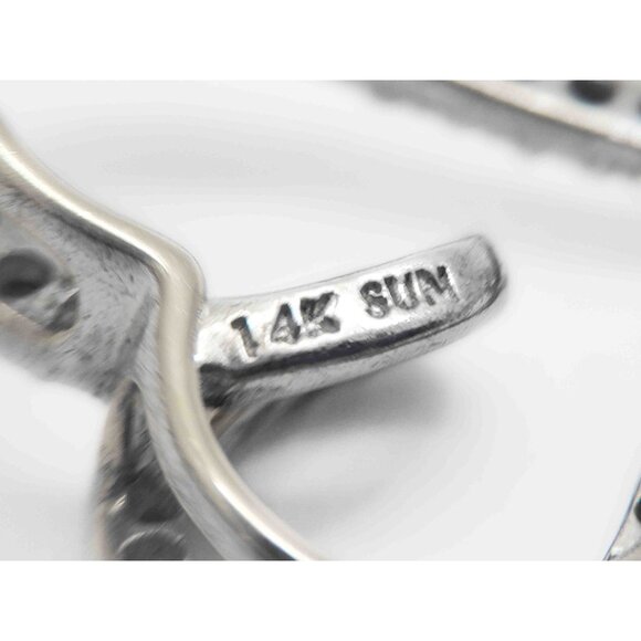 0.42 ctw Diamond Open Heart Ribbon Knot Charm Pendant 14k White Gold - Picture 4 of 5